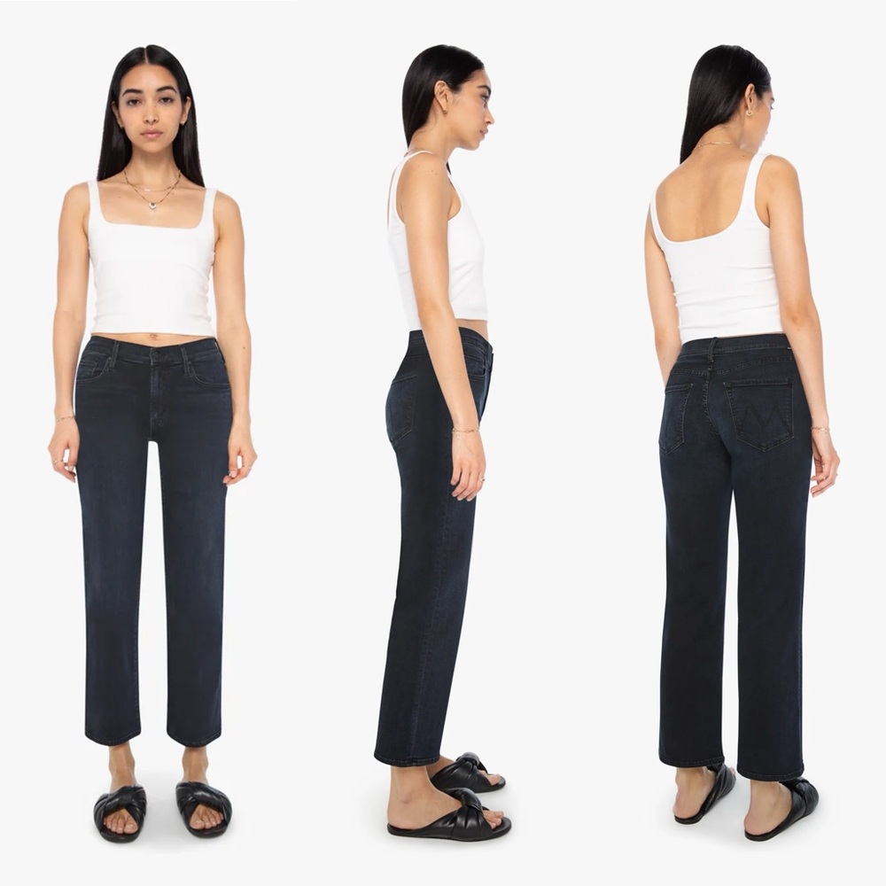 Mother Denim Rambler Wide Leg Mid Rise Dark Wash Jeans Size 26 Night in Venice - Picture 3 of 14